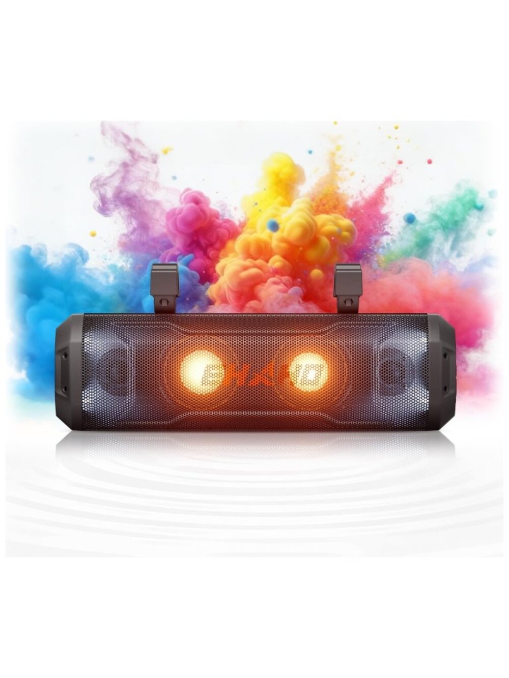 Ehaho 17-Inch UTV Sound Bar, 4-Speaker Bluetooth Golf Cart Speakers [RGB & Strob